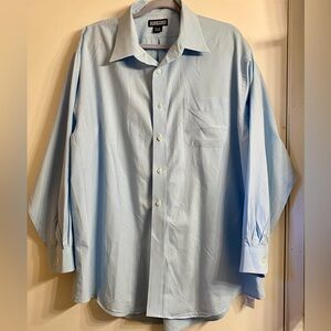 Lands End Direct Merchants Mens Sz 17 1/2-33 Oxford Shirt Light Blue Long Sleeve